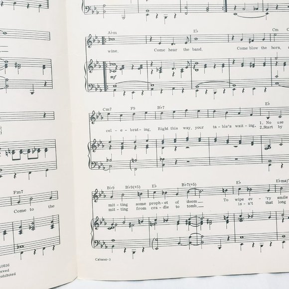 Cabaret Piano Sheet Music Harold Prince John Kander Fred Ebb Musical 1966 - Picture 5 of 5